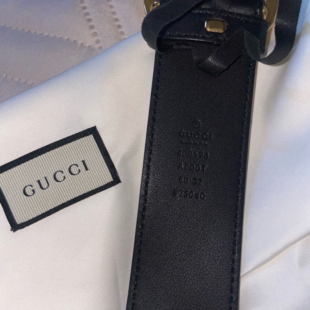 Authentic Gucci Black Belt with Gold GG Buckle - Picture 2 of 5